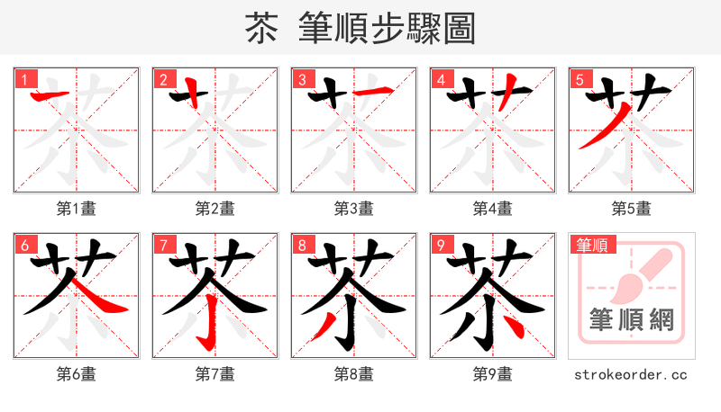 苶 的笔顺分步演示