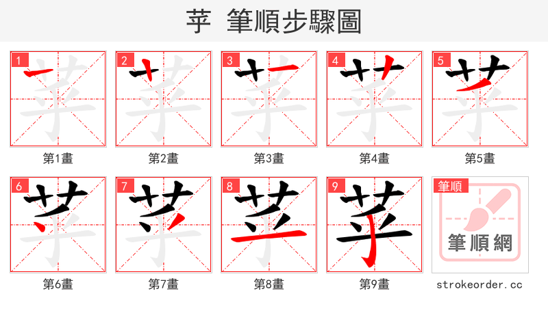 苸 的笔顺分步演示