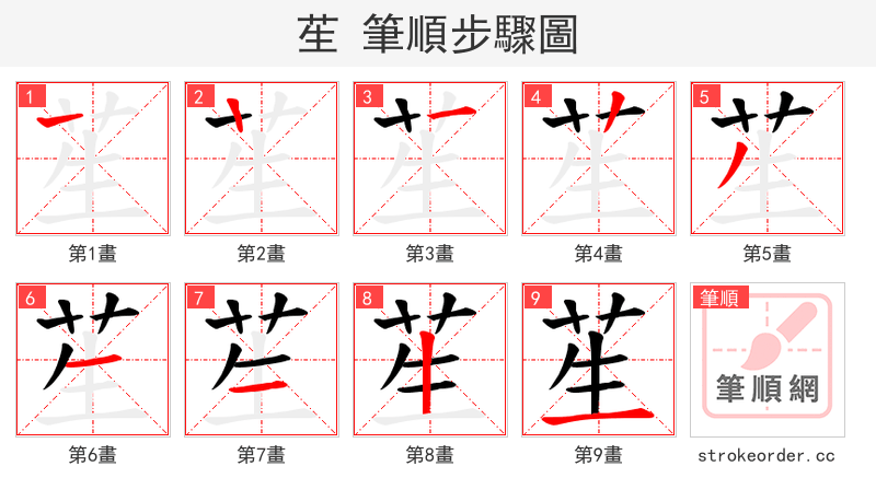 苼 的笔顺分步演示