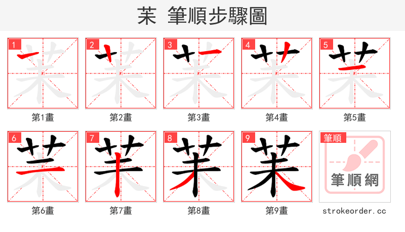 苿 的笔顺分步演示