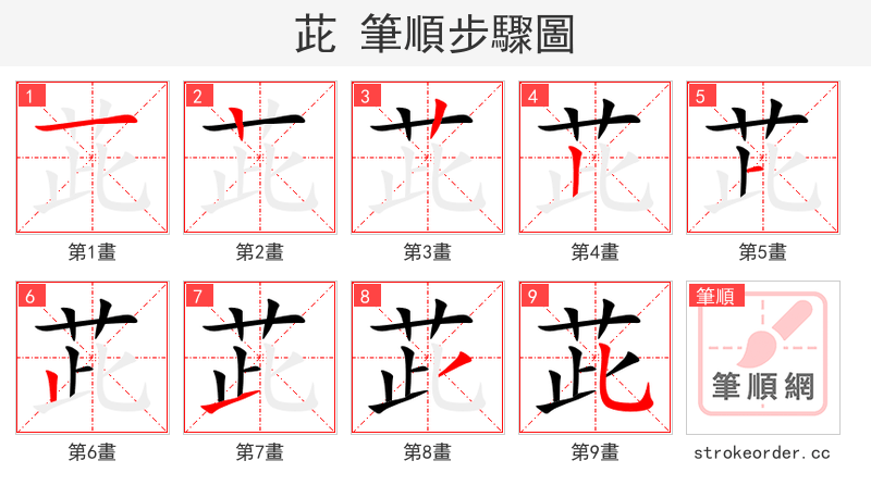 茈 的笔顺分步演示