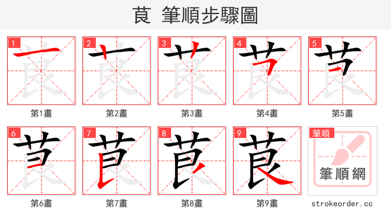 茛 的笔顺分步演示