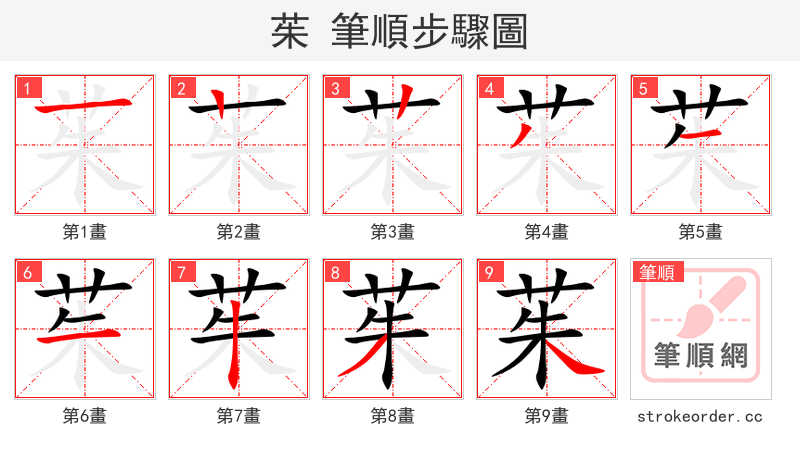 茱 的笔顺分步演示