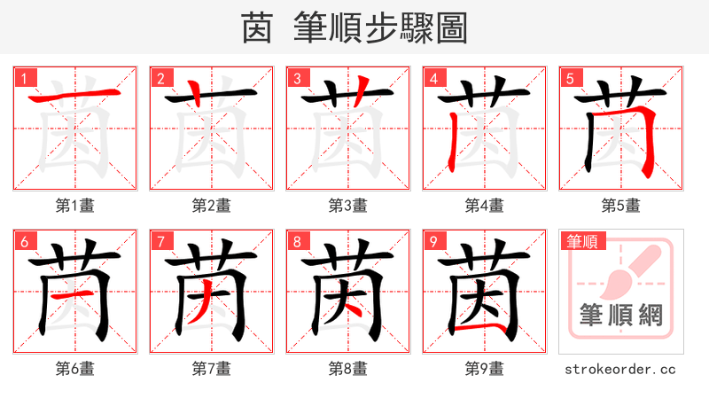 茵 的笔顺分步演示