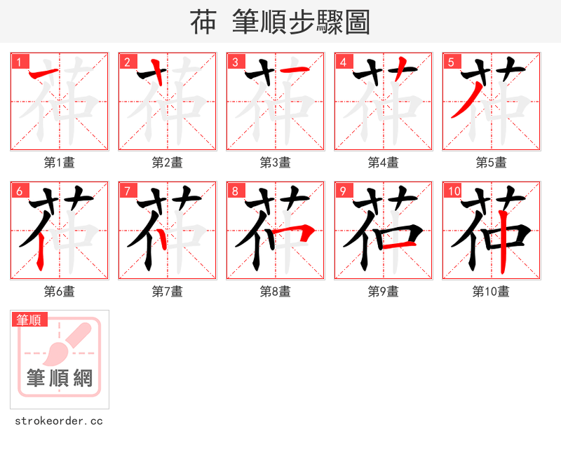 茽 的笔顺分步演示
