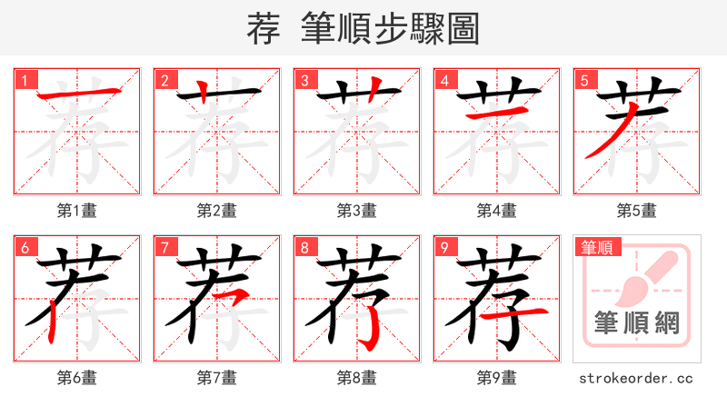 荐 的笔顺分步演示