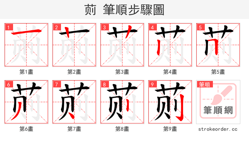 荝 的笔顺分步演示