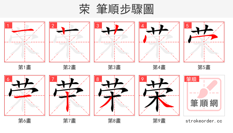 荣 的笔顺分步演示