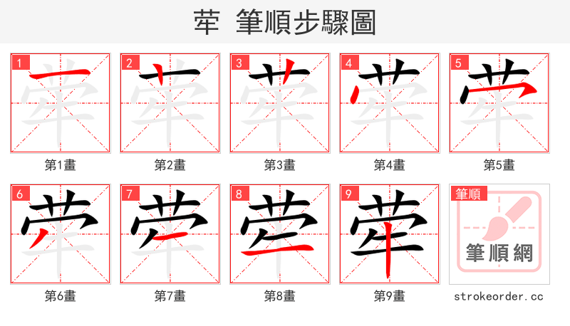 荦 的笔顺分步演示