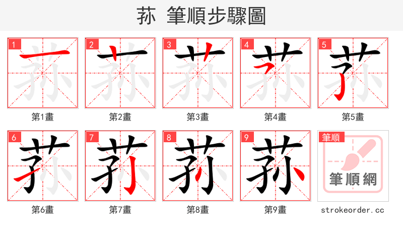 荪 的笔顺分步演示