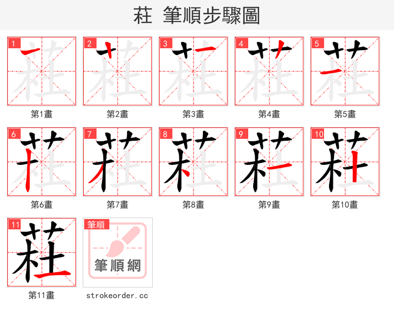 荰 的笔顺分步演示