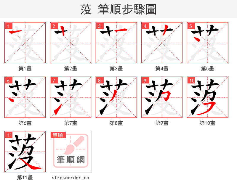 莈 的笔顺分步演示