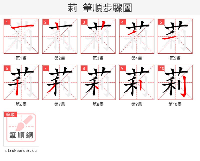 莉 的笔顺分步演示