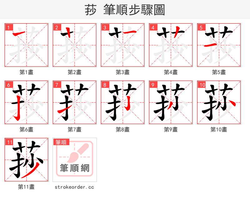 莏 的笔顺分步演示