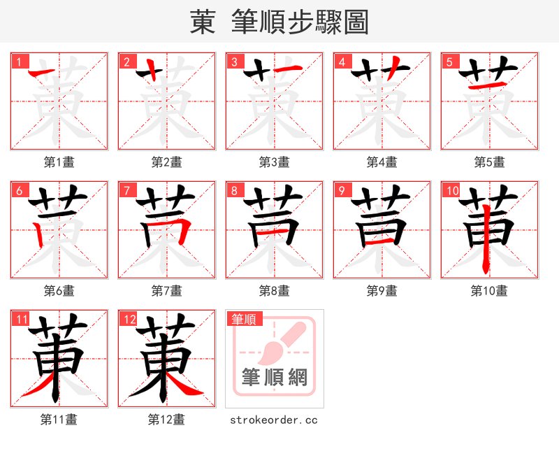 菄 的笔顺分步演示