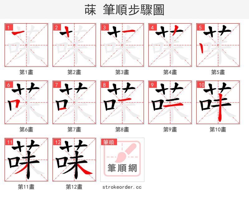 菋 的笔顺分步演示
