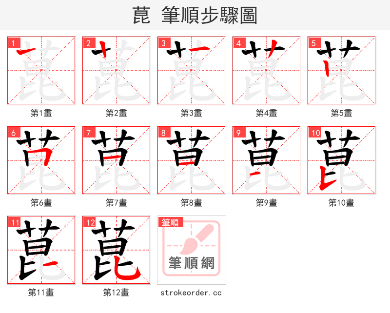 菎 的笔顺分步演示