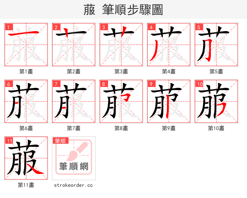 菔 的笔顺分步演示