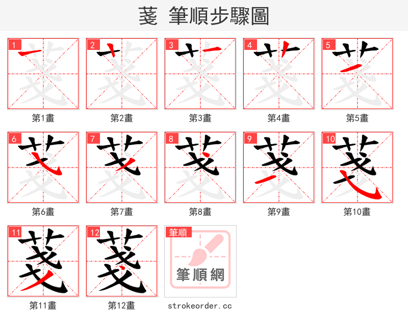 菚 的笔顺分步演示