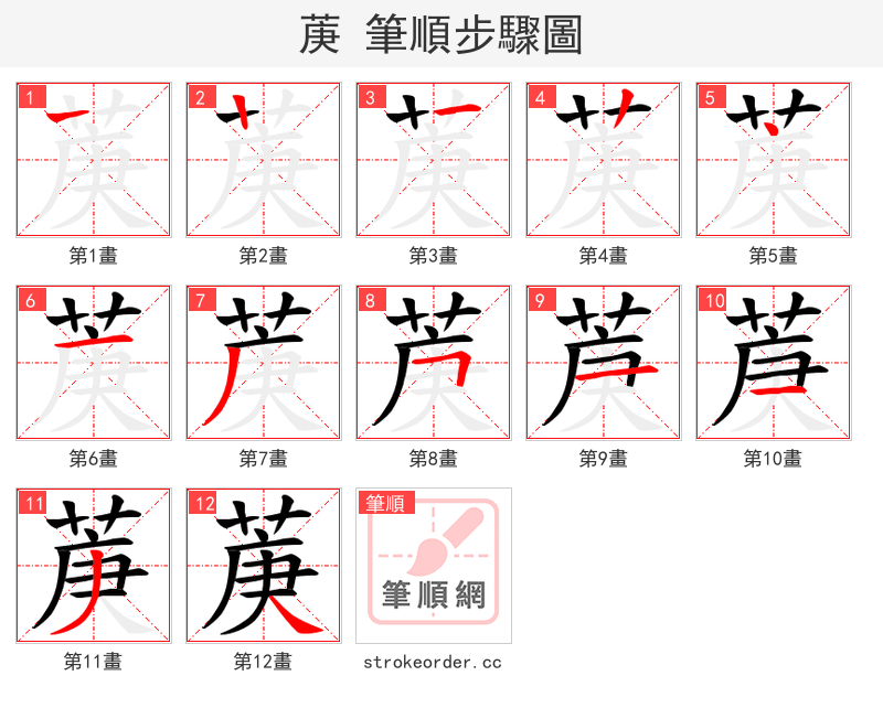 菮 的笔顺分步演示