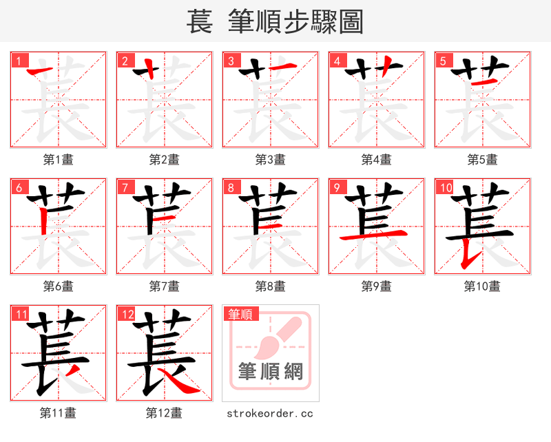 萇 的笔顺分步演示