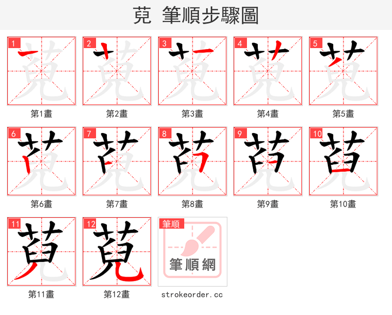 萖 的笔顺分步演示