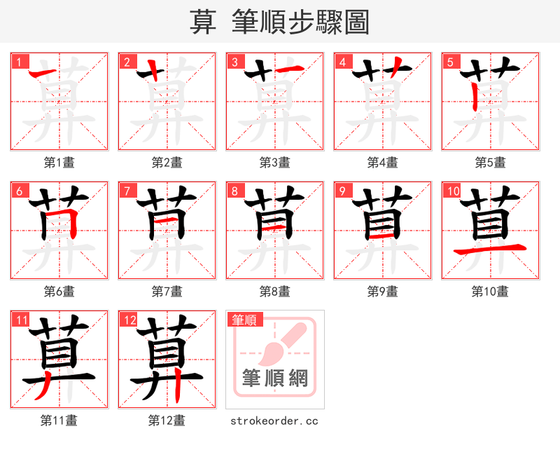 萛 的笔顺分步演示