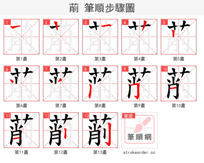 萷 的笔顺分步演示