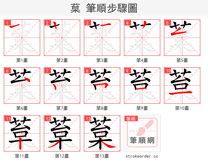 葈 的笔顺分步演示