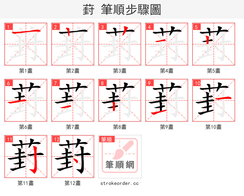 葑 的笔顺分步演示