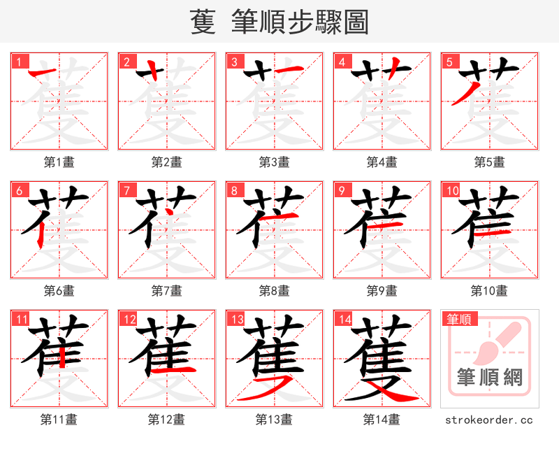 蒦 的笔顺分步演示