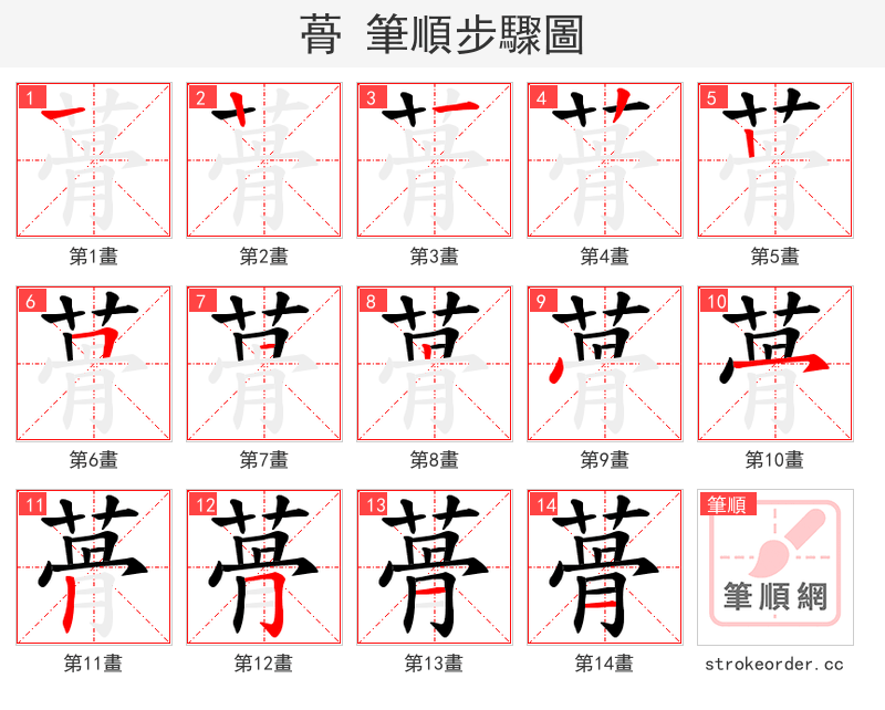 蓇 的笔顺分步演示
