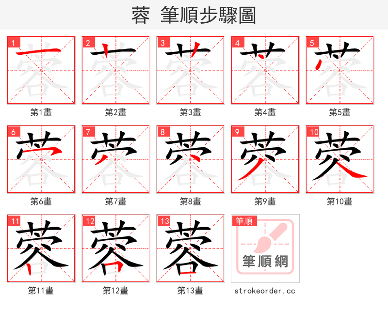 蓉 的笔顺分步演示