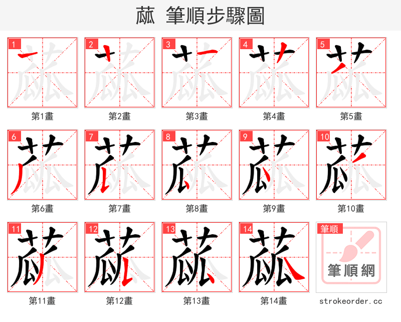 蓏 的笔顺分步演示