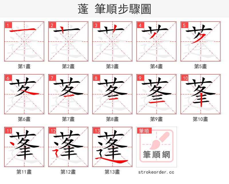 蓬 的笔顺分步演示