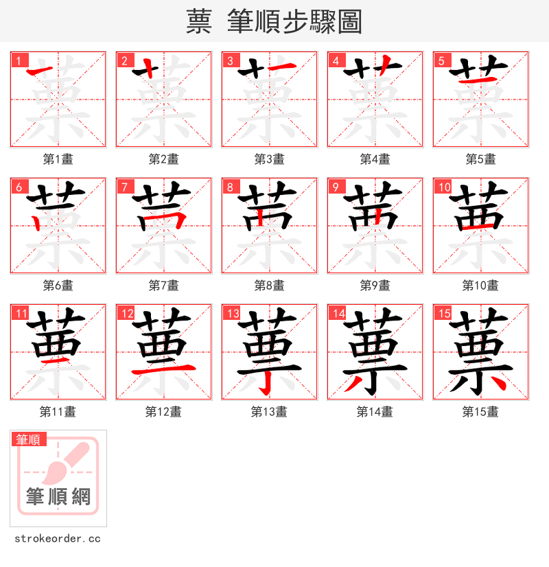 蔈 的笔顺分步演示