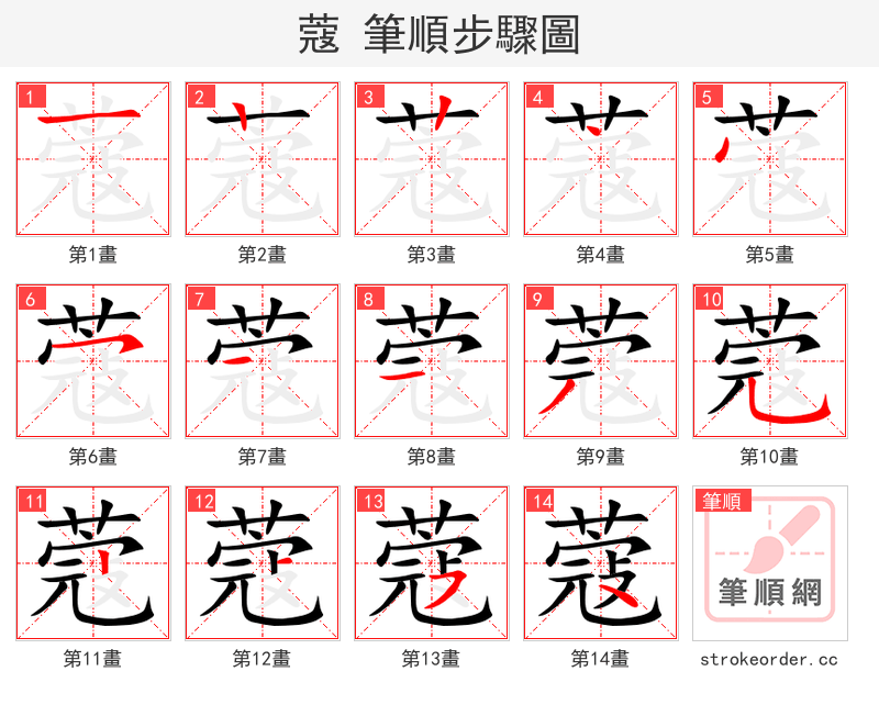 蔻 的笔顺分步演示