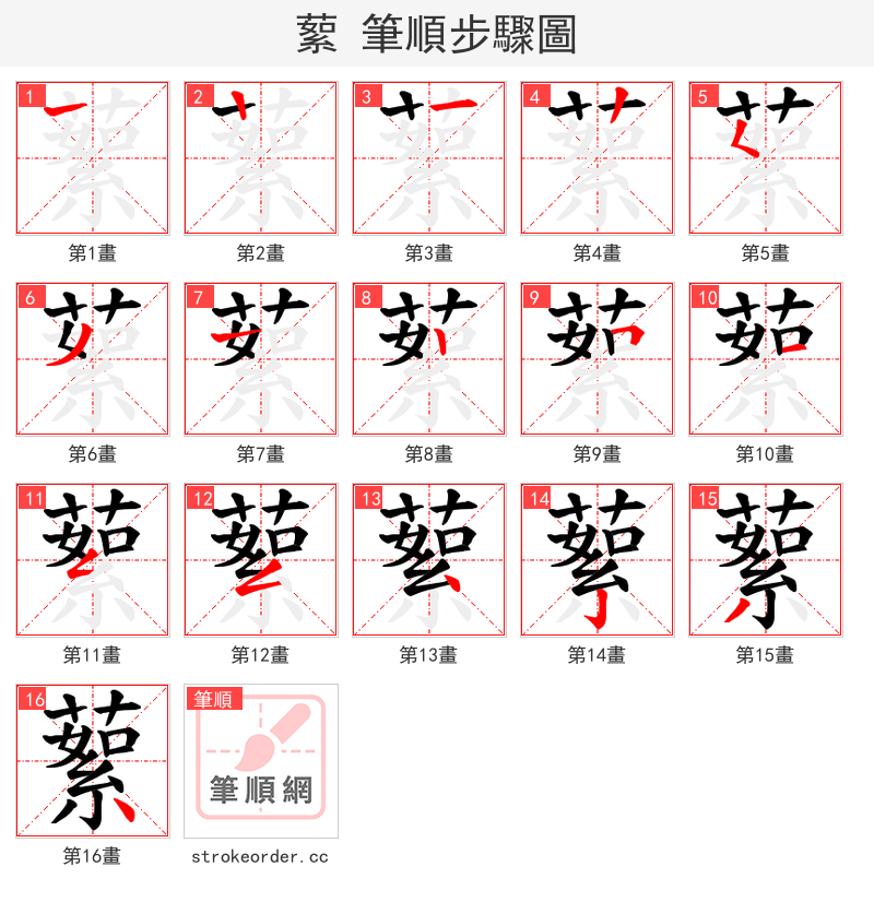蕠 的笔顺分步演示