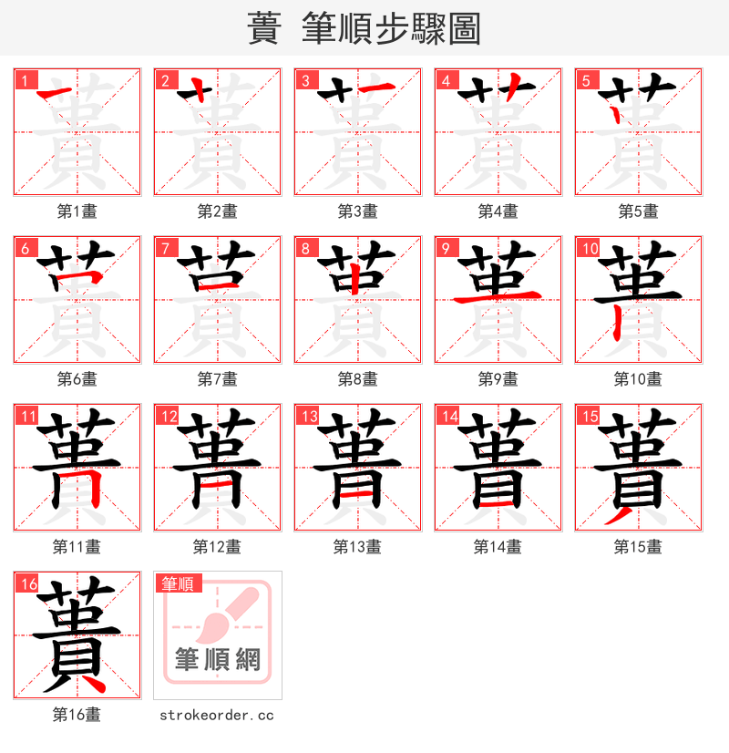 蕢 的笔顺分步演示