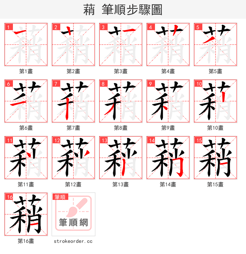 蕱 的笔顺分步演示