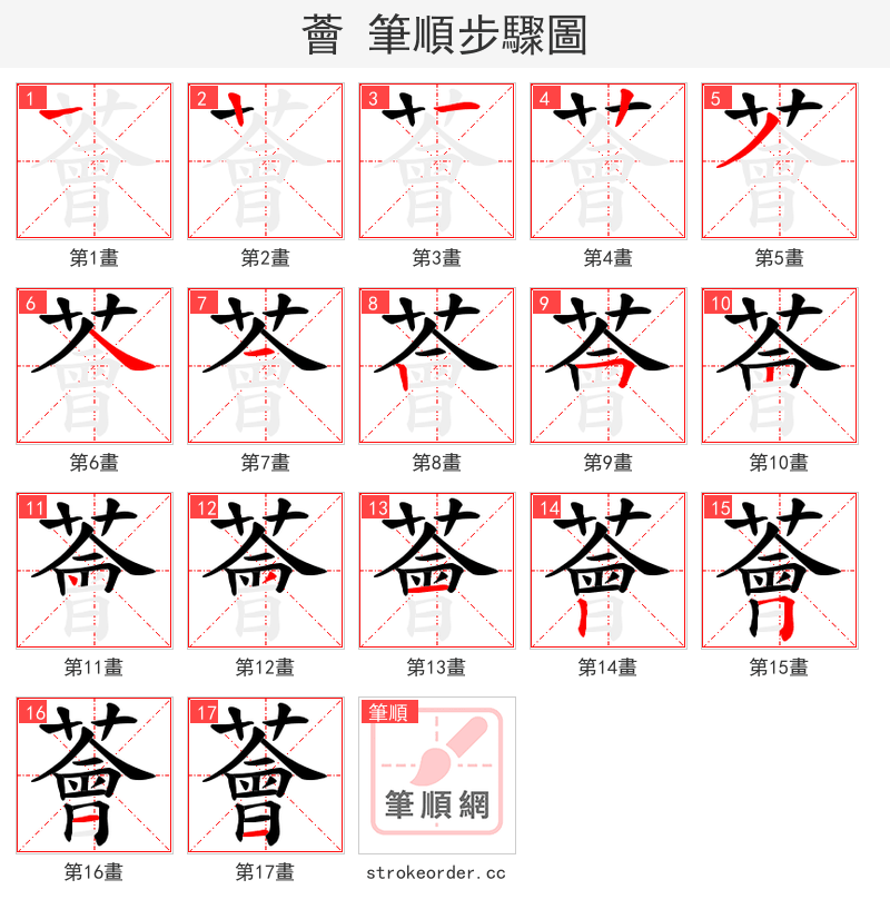 薈 的笔顺分步演示