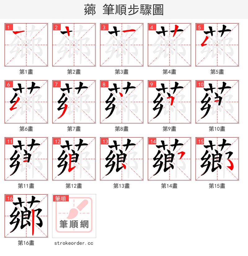 薌 的笔顺分步演示