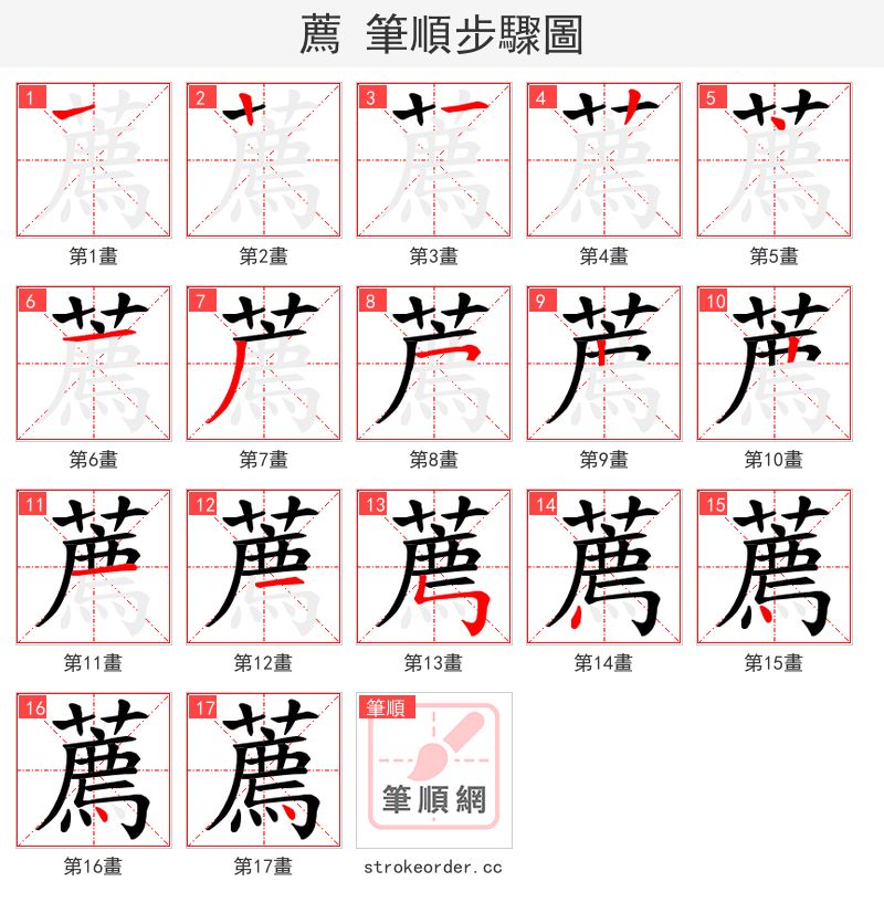 薦 的笔顺分步演示