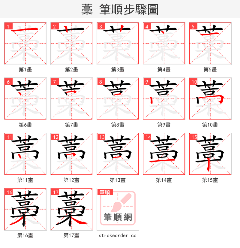 藁 的笔顺分步演示