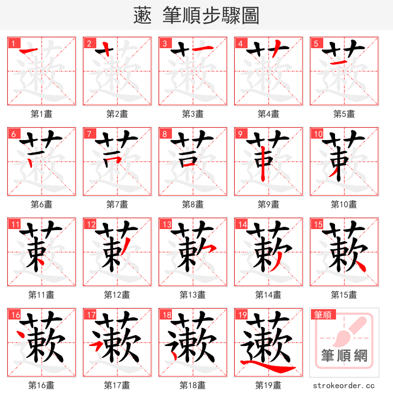 藗 的笔顺分步演示