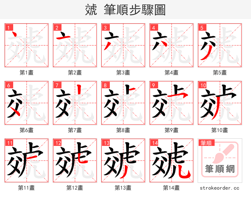 虠 的笔顺分步演示