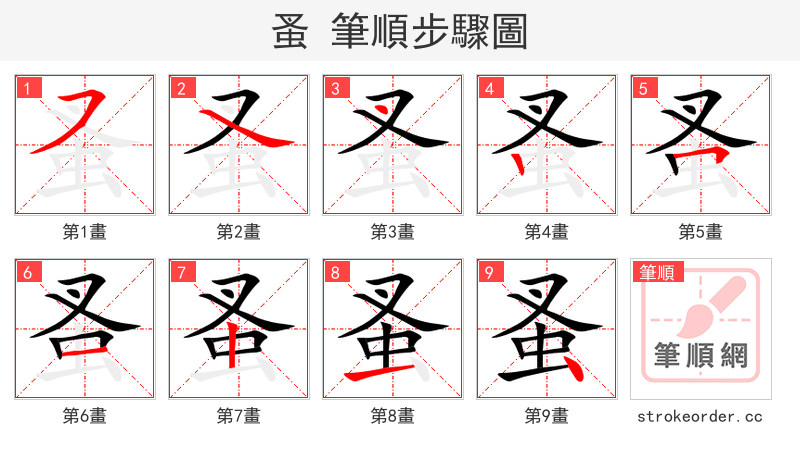 蚤 的笔顺分步演示