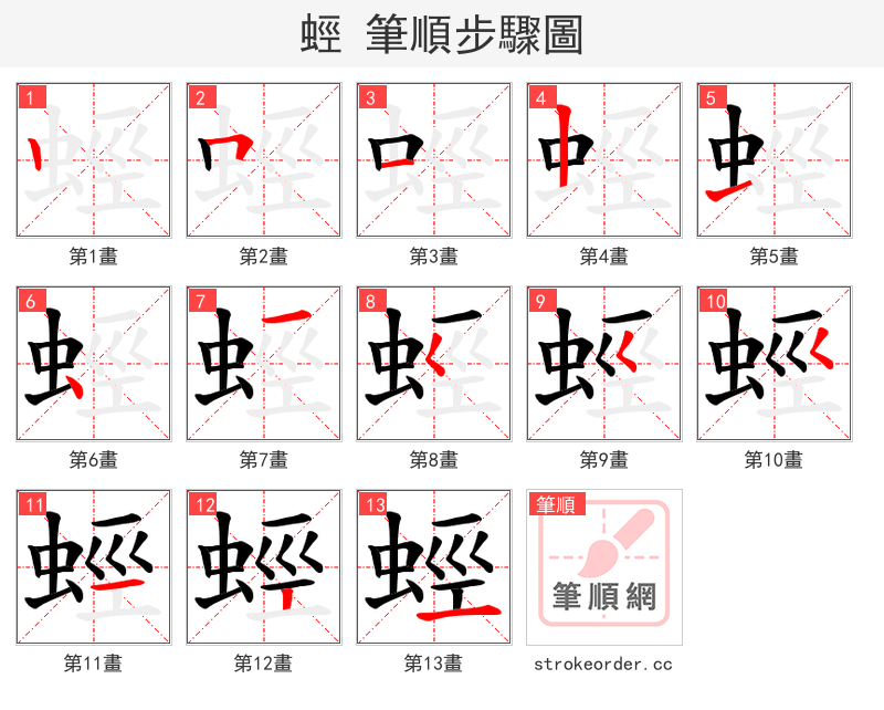 蛵 的笔顺分步演示