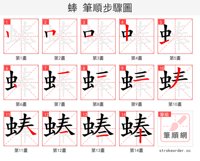 蜯 的笔顺分步演示