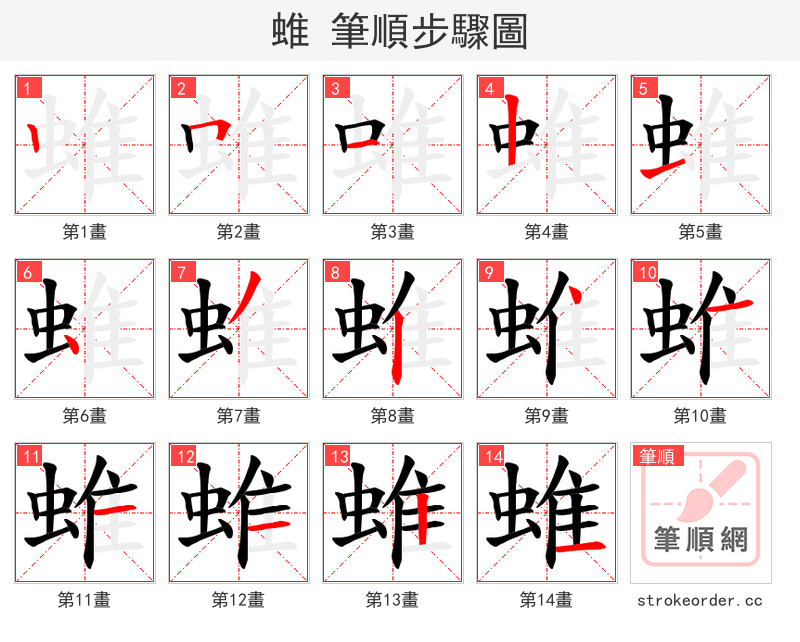蜼 的笔顺分步演示